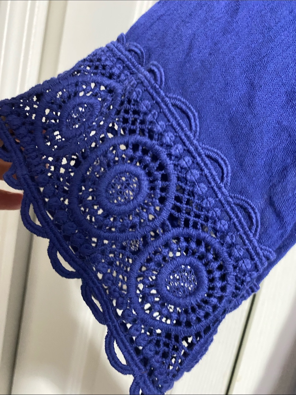 La Blanca Blue Crochet cotton Tunic Coverup tunic top shirt size XS - Picture 4 of 11
